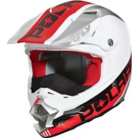 Dominate FLY F2 Open Face Snowmobile Helmet - White/Red